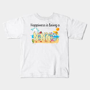 Happiness Is Being A Ninnie Summer Beach Happy Mother's Kids T-Shirt